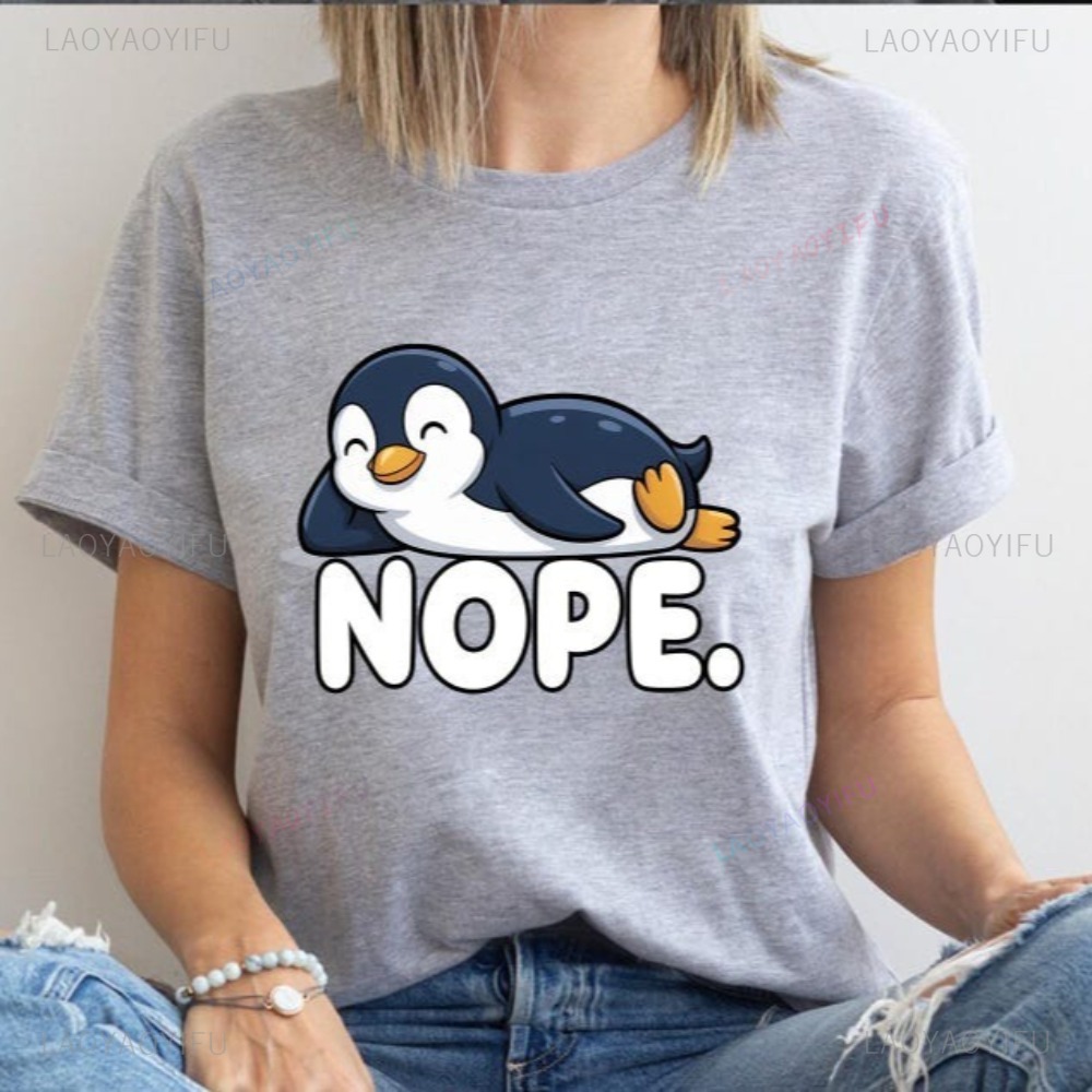 Women'S Fashion Graphic Tees - Funny Animal Lover Graphic Nope Penguin