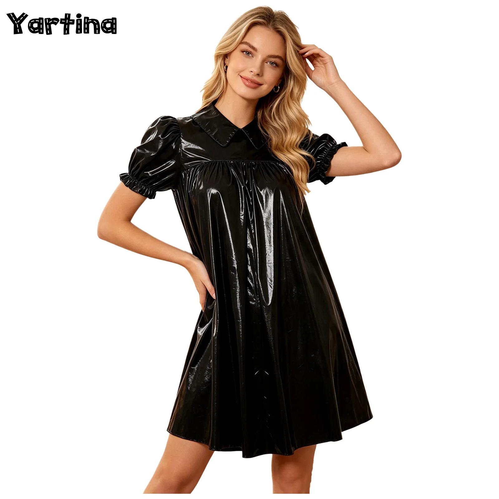 Women'S Fashion Victorian - Women Shiny PVC Babydoll Dress Waterproof