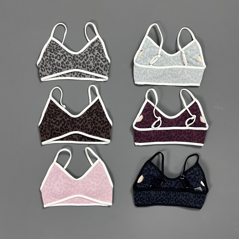 Bra Top Seamless - Leopard Print Sports Bra Women Removable