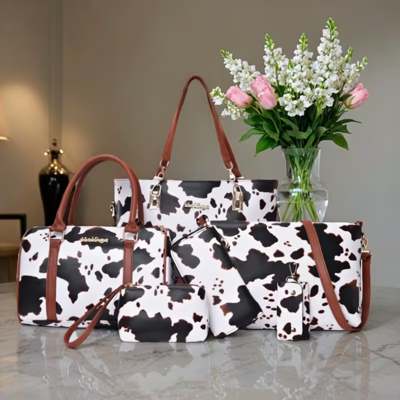 6-piece PU Fashion Cow-pattern - đánh giá và giá Women Fashion Handbags