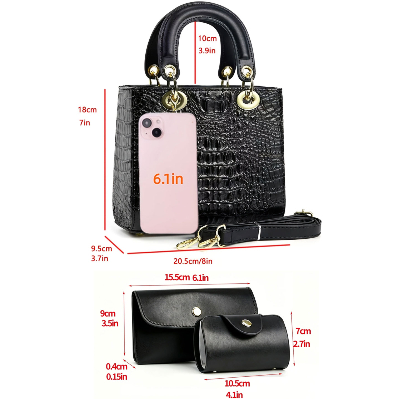 3-piece women's handbag set, s - đánh giá và giá Women Fashion Handbags