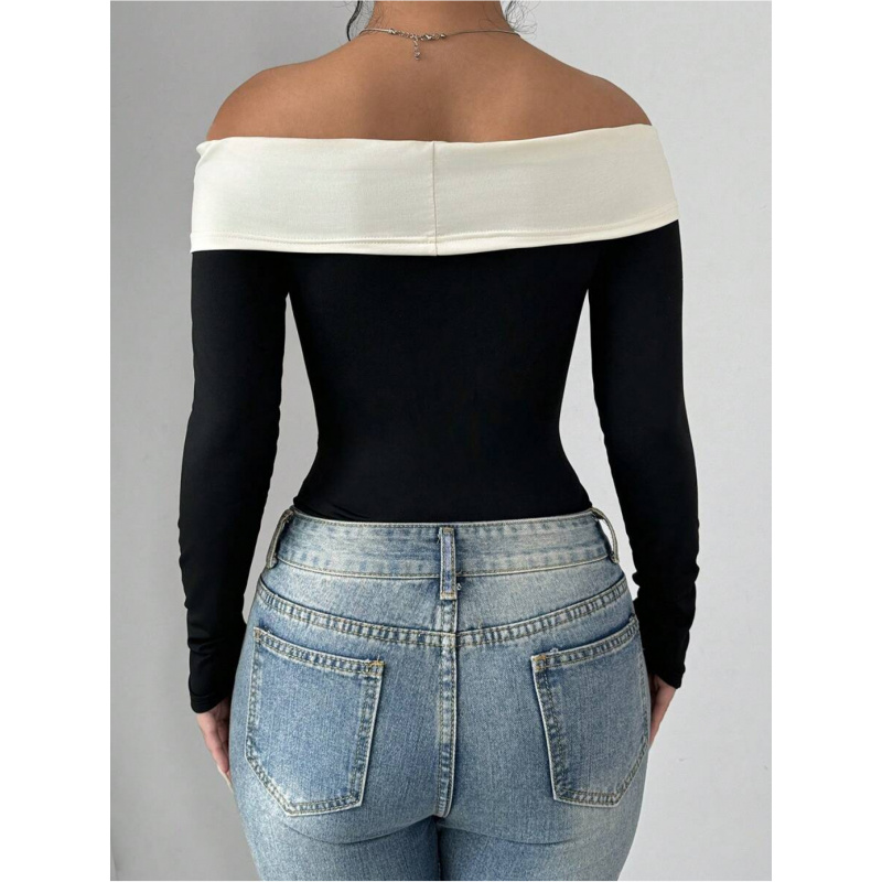 Bowknot Decor Off Shoulder Bod - đánh giá và giá Women Fashion Style